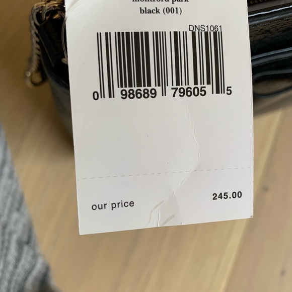 NWT Kate Spade Beacon Court Black Gray Shiny Patent Leather bow Crossbody - Picture 7 of 7